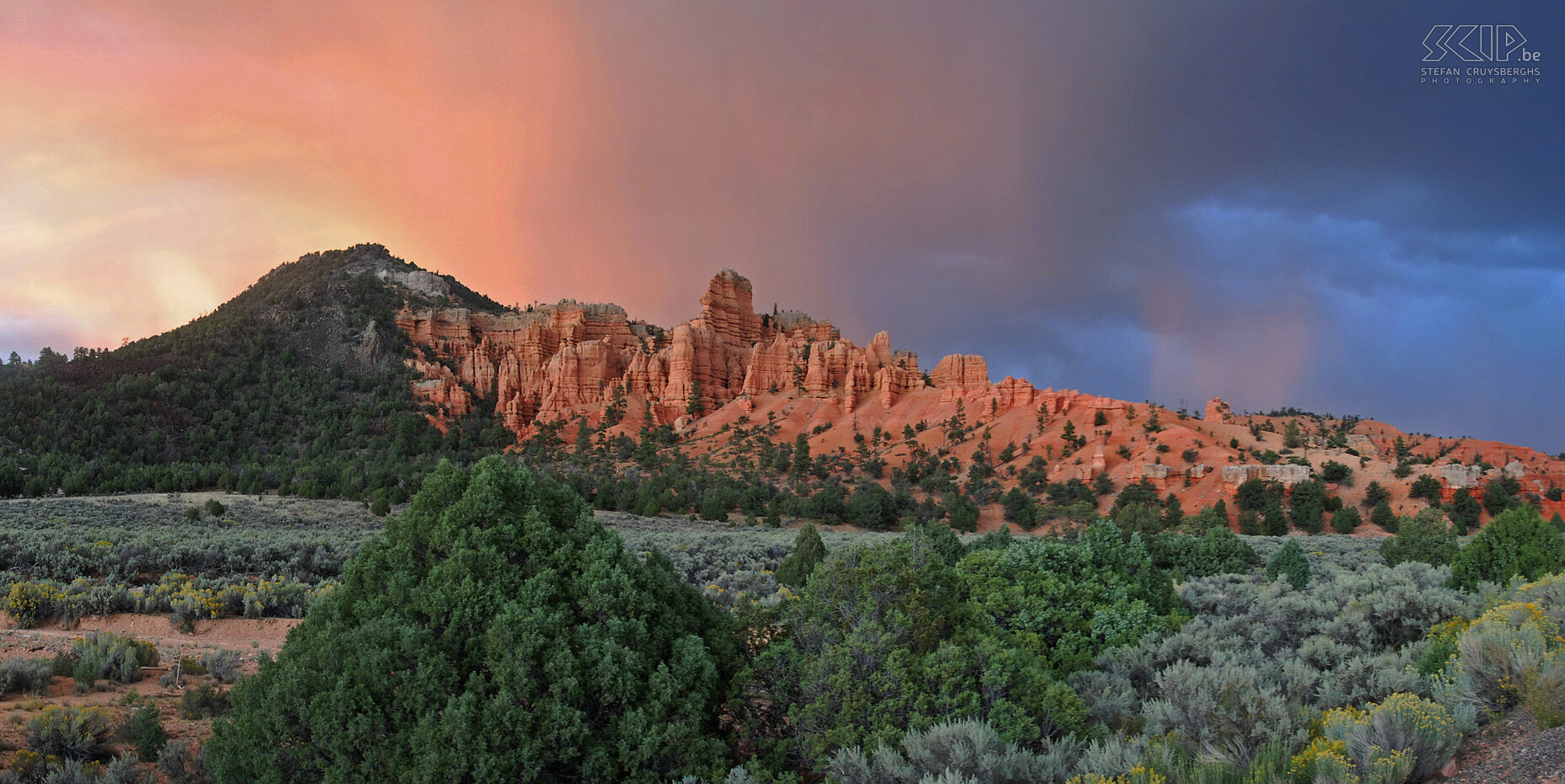 Red Canyon - Sunset The wonderful colors of the sunset at Red Canyon. These orange-red rock formations are situated on the way to Bryce Canyon National Park. Stefan Cruysberghs